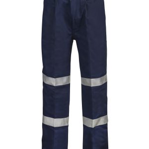 Reflective Single Pleat Cotton Drill Trouser - Navy