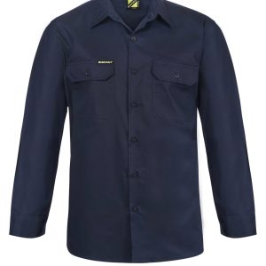 Lightweight Long Sleeve Cotton Drill Shirt - Navy