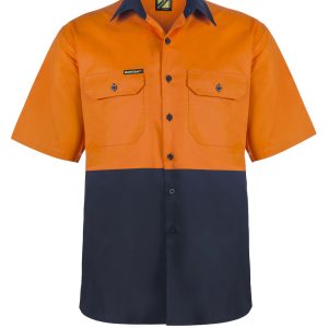 Lightweight Hi Vis Short Sleeve Vented Cotton Drill Shirt