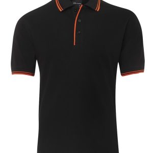 Men's Contrast Polo - Black and Orange