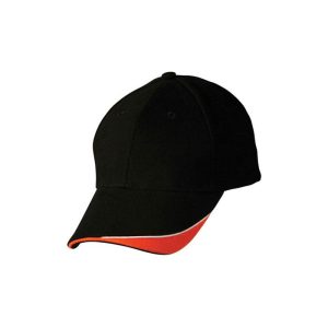 H68 Triple Sandwich Peak Cap - Black and Orange