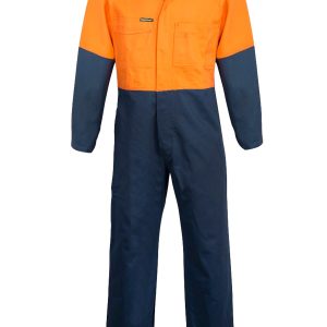 Hi Vis Two Tone Coveralls - Orange & Navy